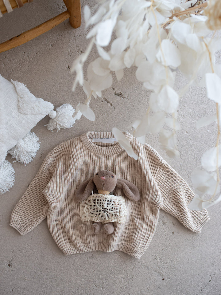 Little Friend Bunny Sweater Oatmeal