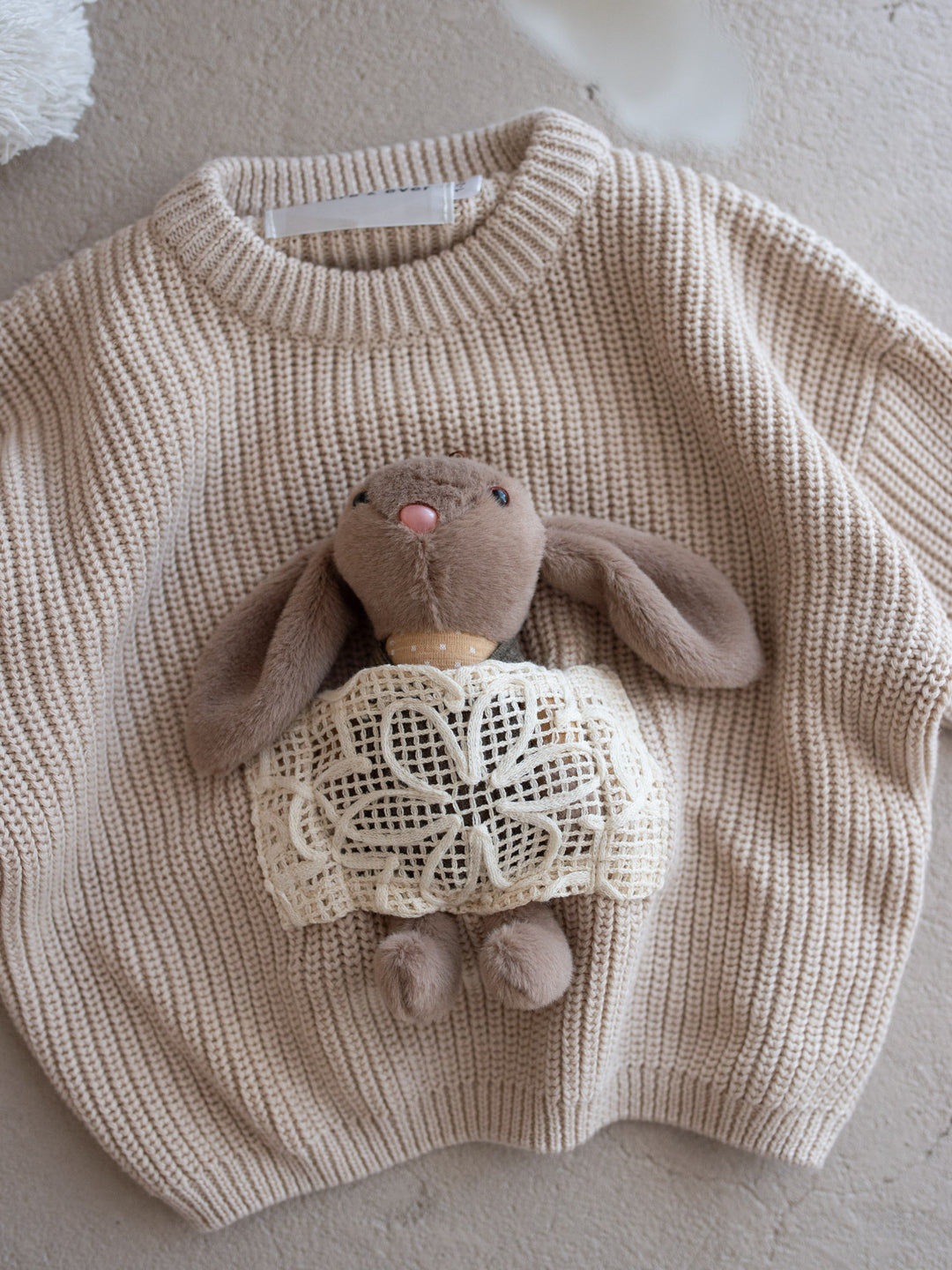 Little Friend Bunny Sweater Oatmeal