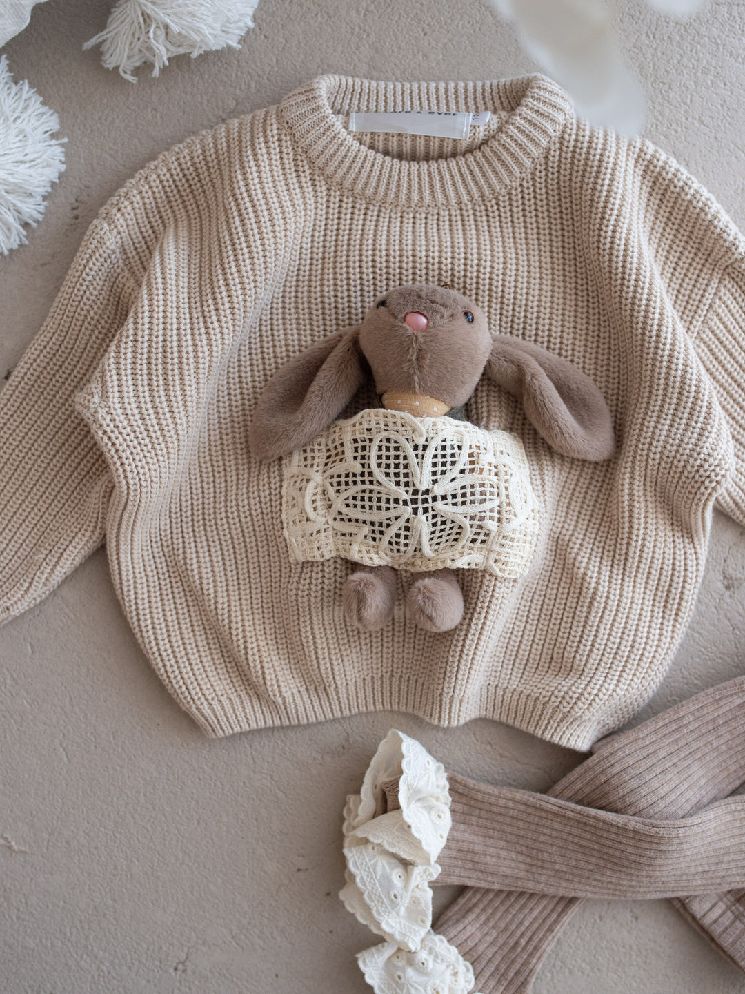 Little Friend Bunny Sweater Oatmeal