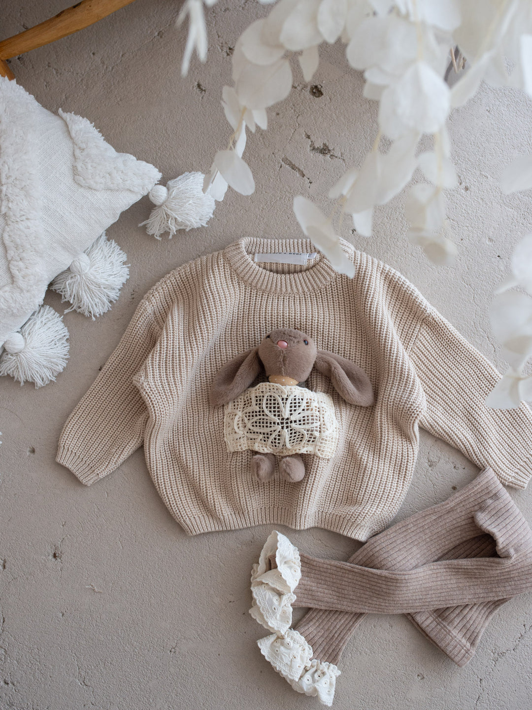 Little Friend Bunny Sweater Oatmeal