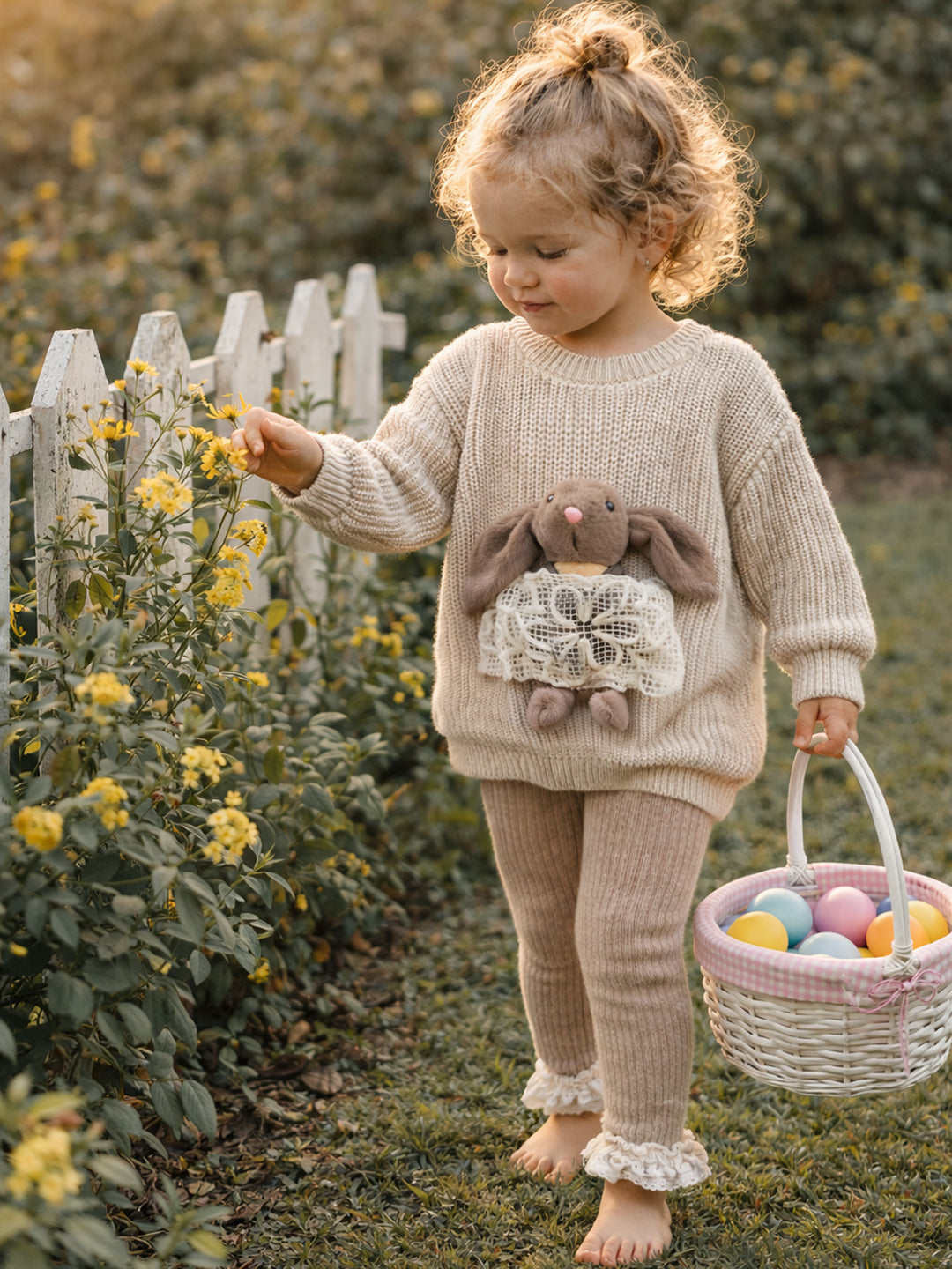 Little Friend Bunny Sweater Oatmeal