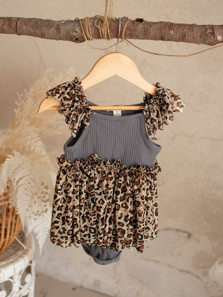 Little Leopard Romper - Grey