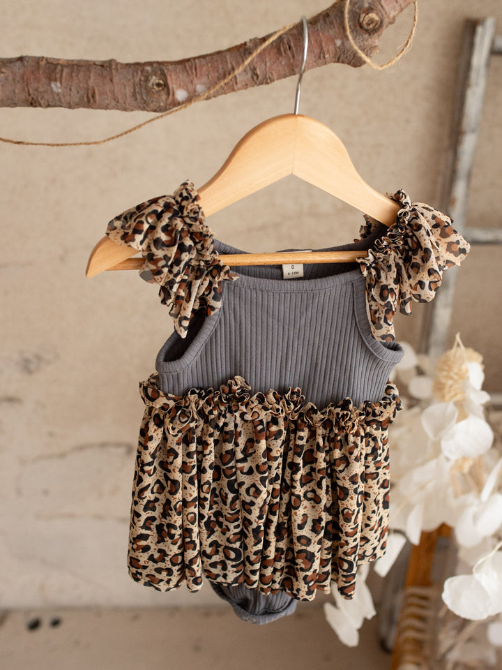 Little Leopard Romper - Grey