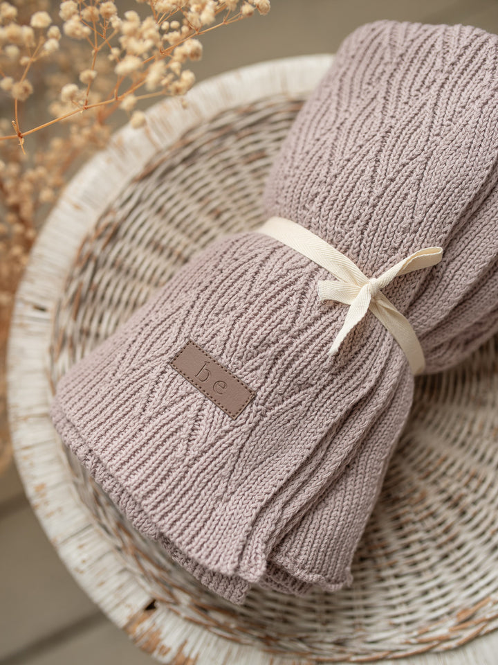 Snuggle Me - Knitted Baby Blanket - Mauve Desert