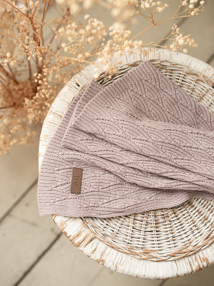 Snuggle Me - Knitted Baby Blanket - Mauve Desert