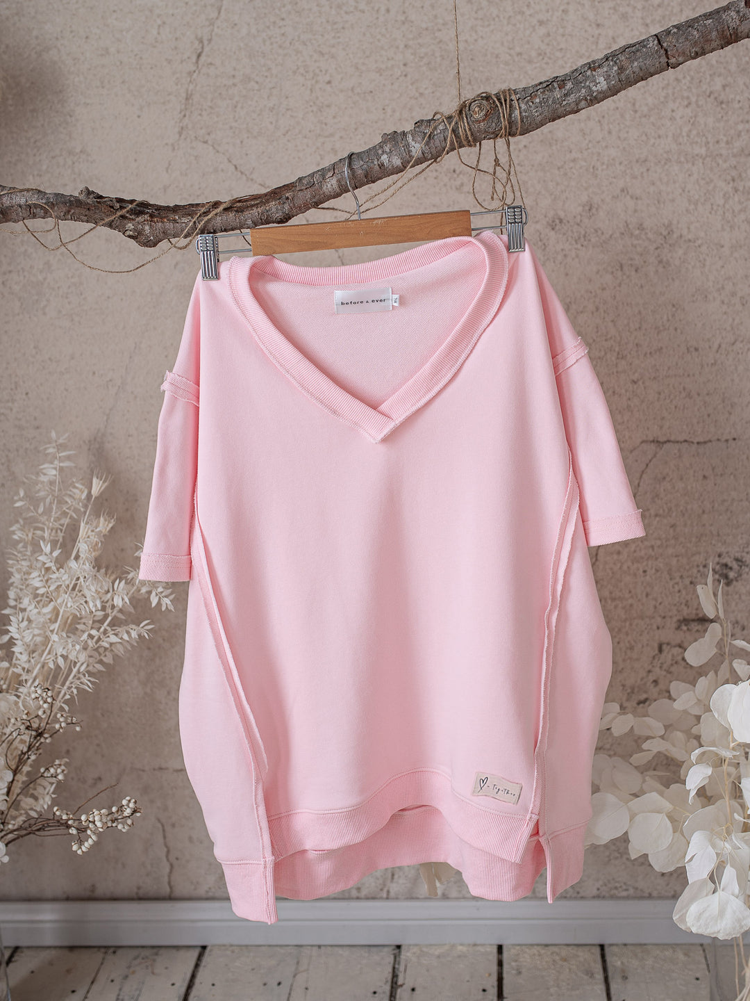 Always Us Short Sleeve Sweatshirt for Mamas - Light Pink
