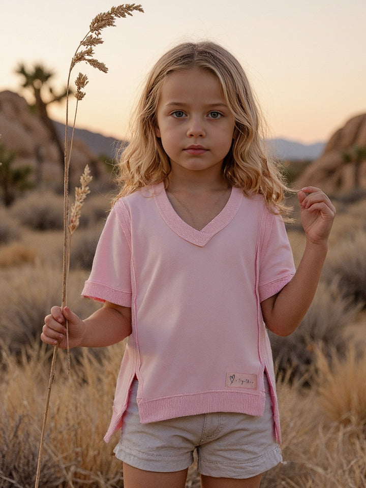 Always Us Short Sleeve Sweatshirt for Girls - Light Pink