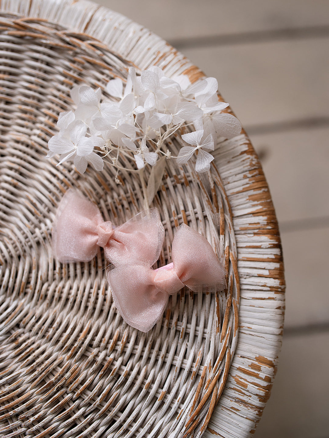 Mia Bow Hair Clips - Pale Pink