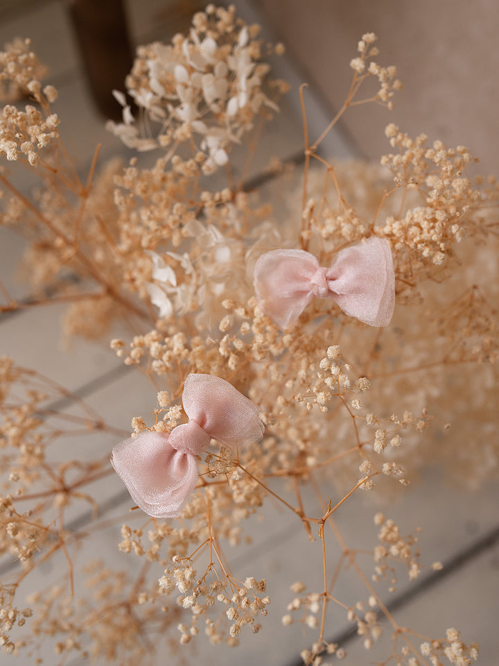 Mia Bow Hair Clips - Pale Pink