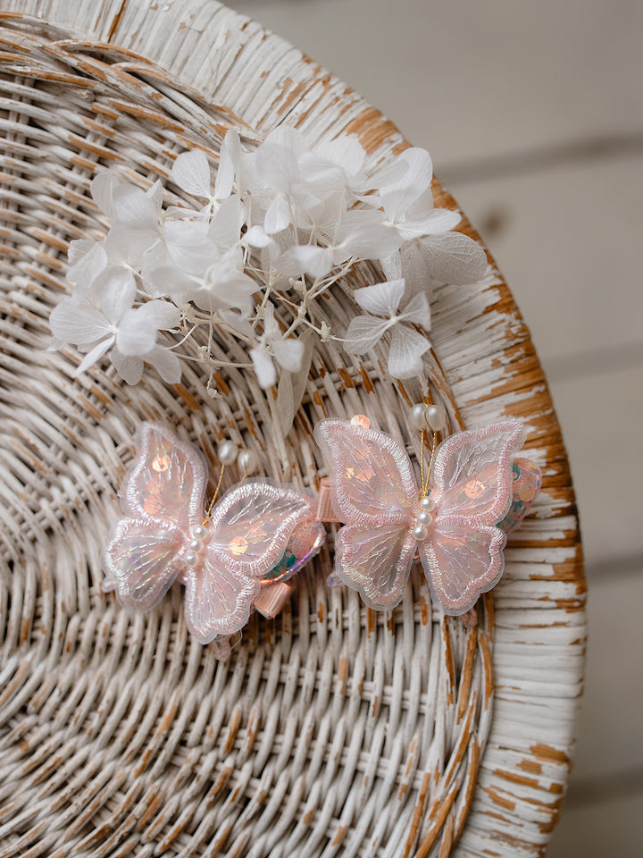 Butterfly Hair Clips - Peach