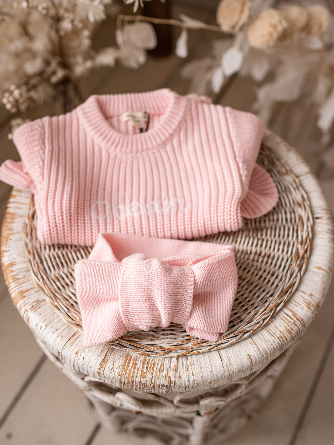 Written in Thread Long Sleeve Frill Romper - Baby Pink