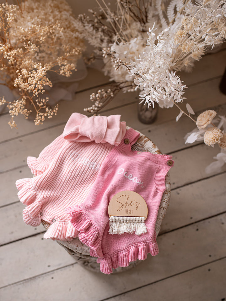 Written in Thread Singlet Frill Romper - Flamingo