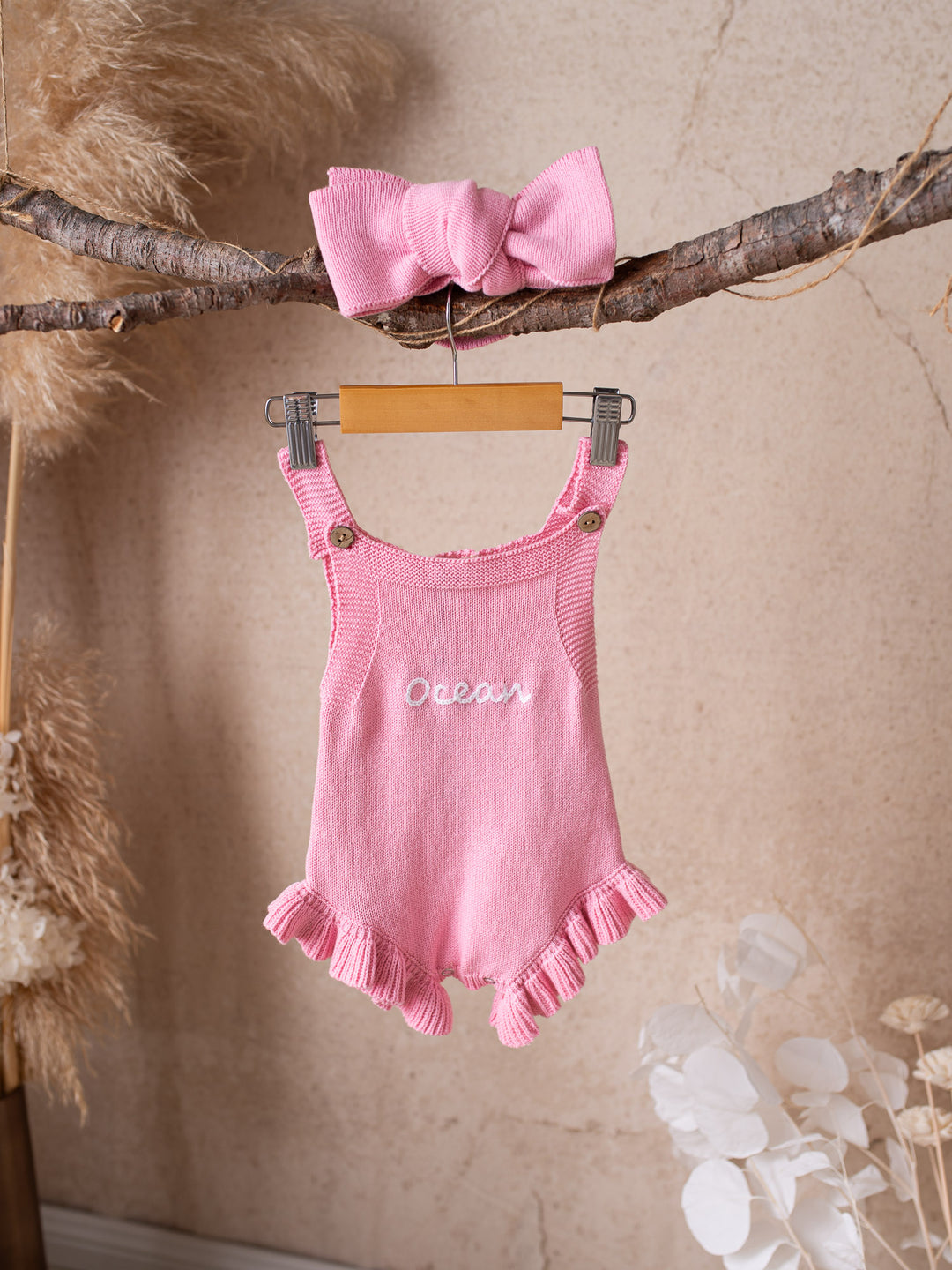 Written in Thread Singlet Frill Romper - Flamingo