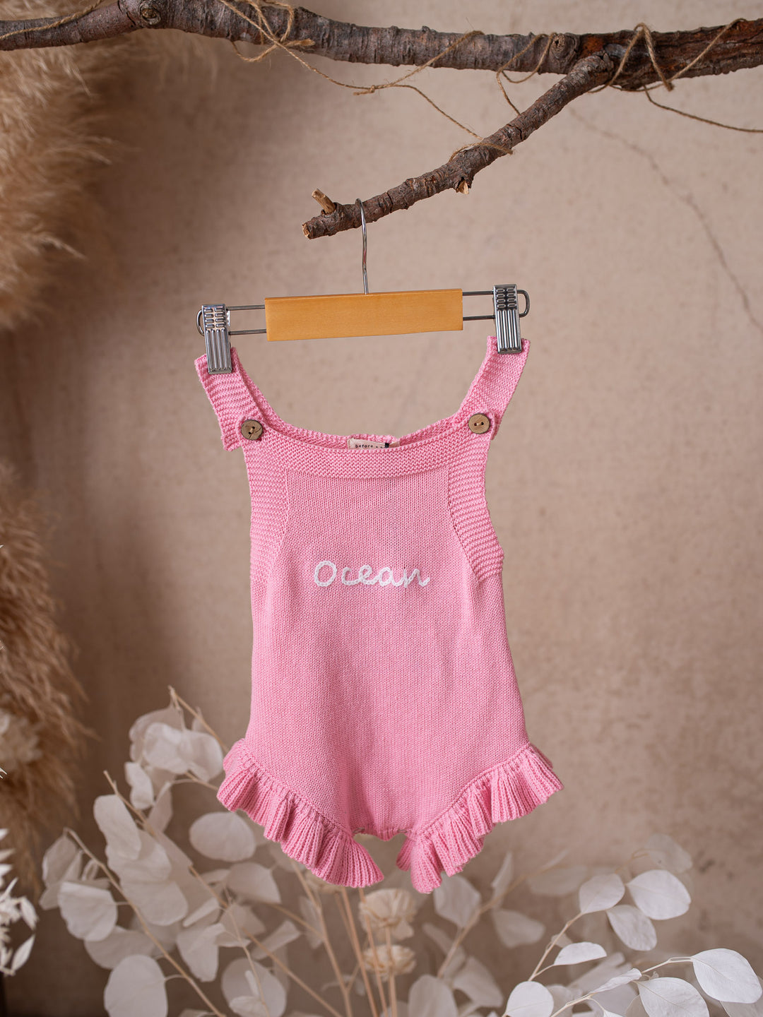 Written in Thread Singlet Frill Romper - Flamingo