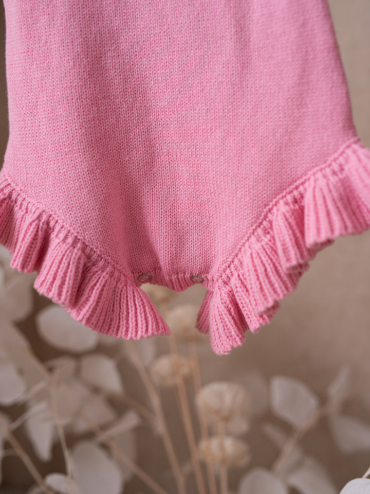 Written in Thread Singlet Frill Romper - Flamingo