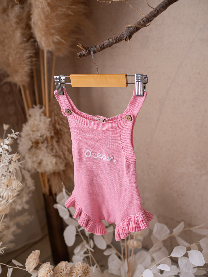 Written in Thread Singlet Frill Romper - Flamingo