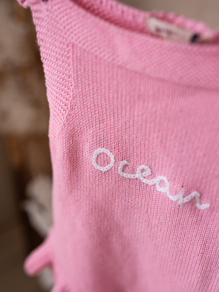 Written in Thread Singlet Frill Romper - Flamingo