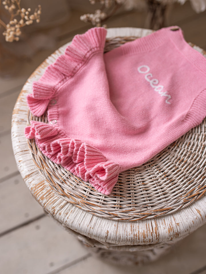 Written in Thread Singlet Frill Romper - Flamingo