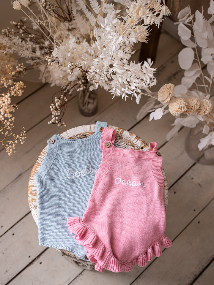 Written in Thread Singlet Frill Romper - Flamingo
