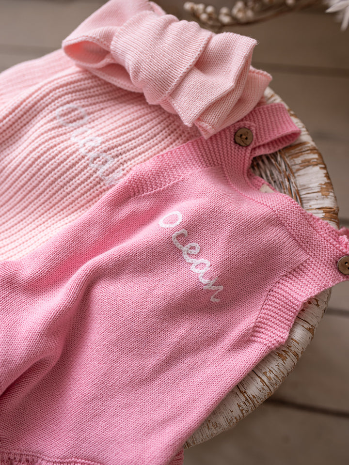 Written in Thread Singlet Frill Romper - Flamingo