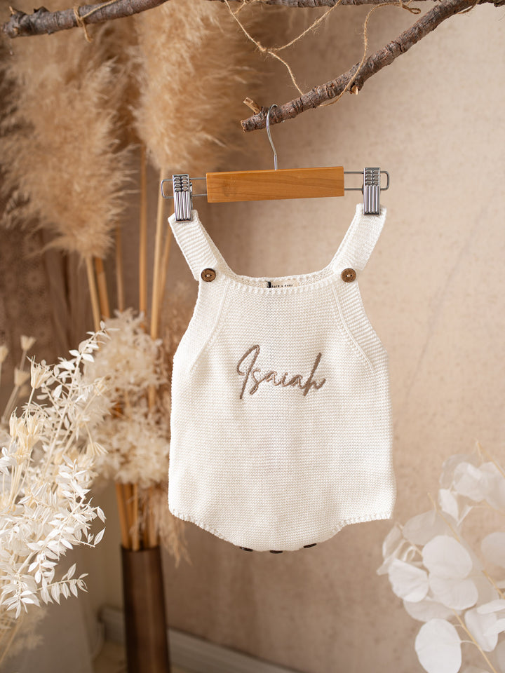 Say My Name Singlet Romper - Milk