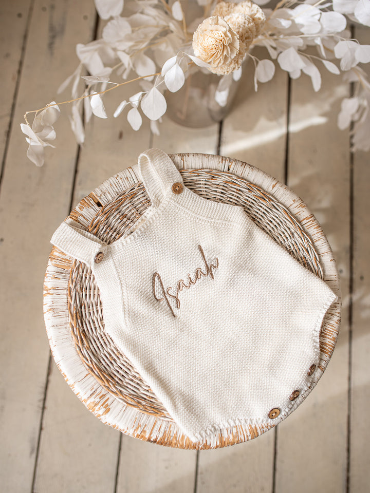 Say My Name Singlet Romper - Milk