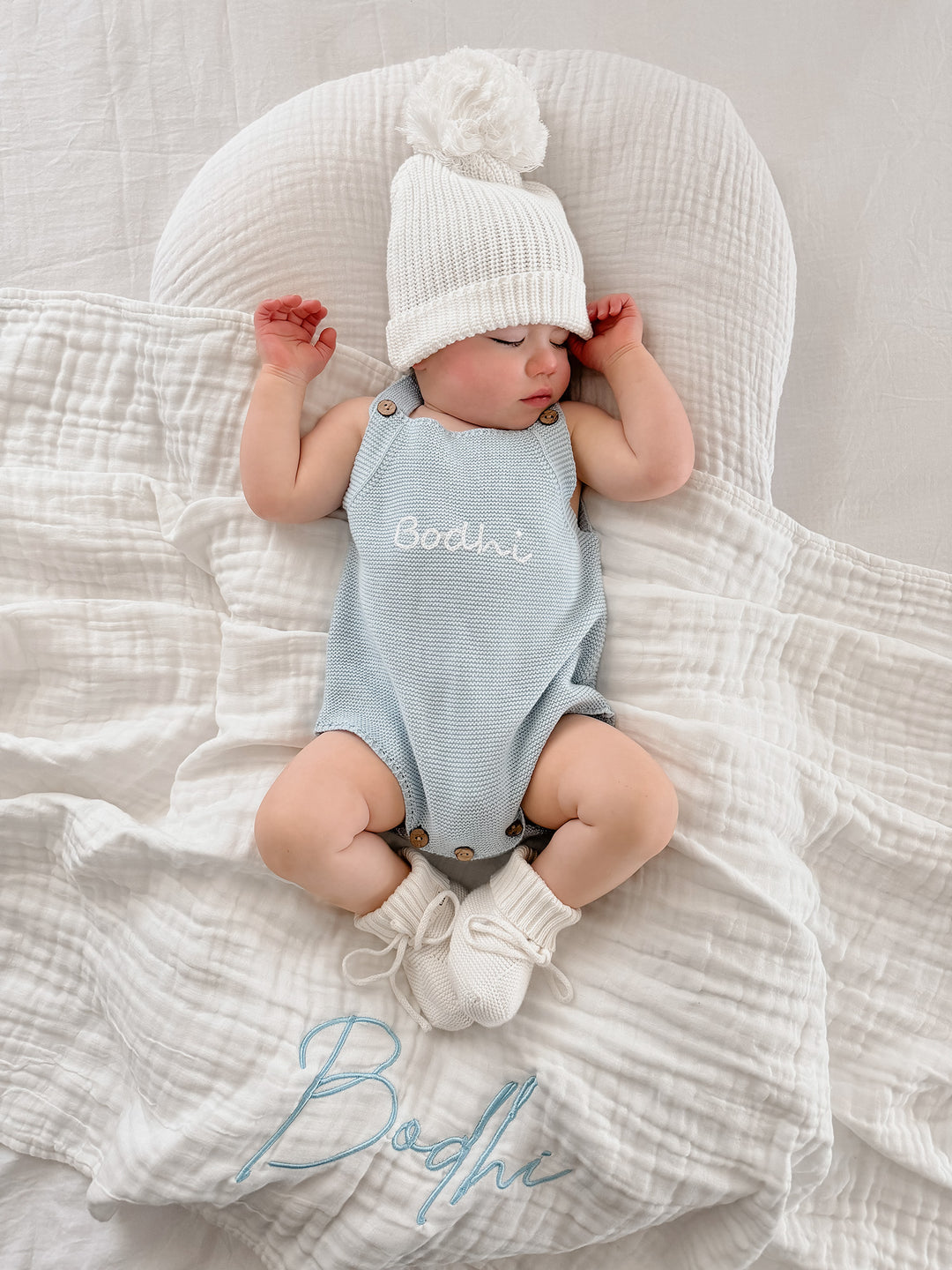 Lullaby - Personalised Muslin Gauze Blanket - White