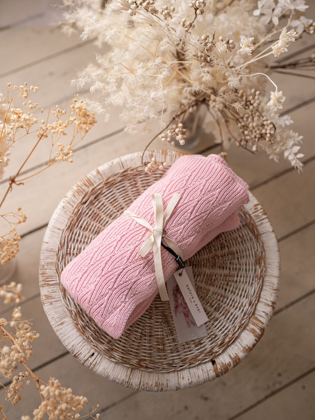 Snuggle Me - Personalised Knitted Baby Blanket - Baby Pink