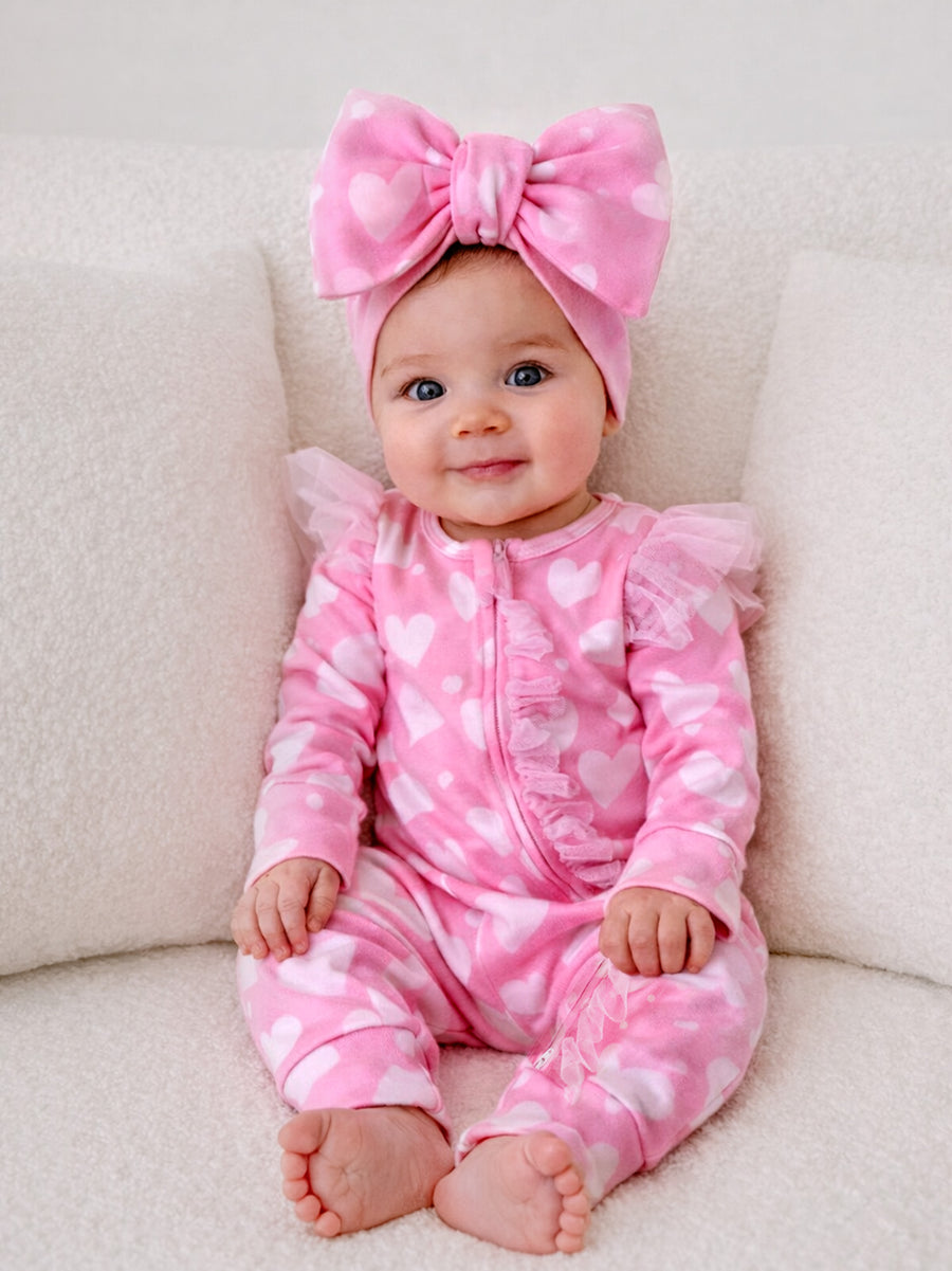 Before & Ever Newborn Double Zip Onesie - Valentine's Pink Baby Girl ...