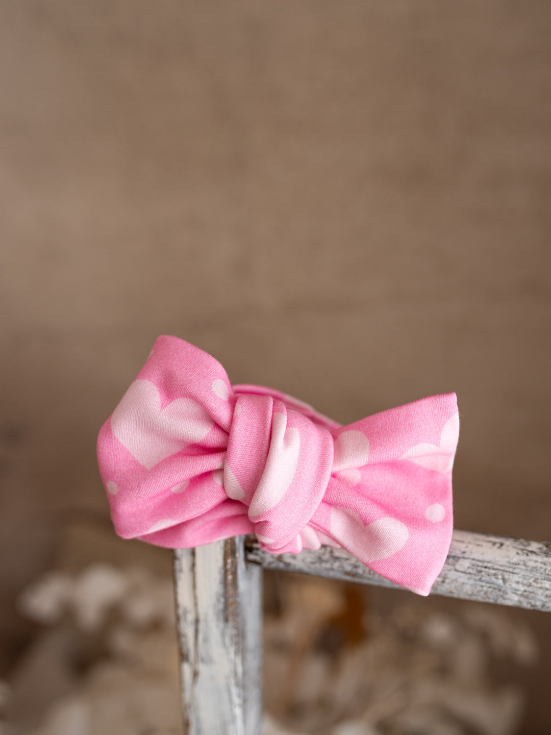 Love You More  - Topknot Headwrap Pink Heart