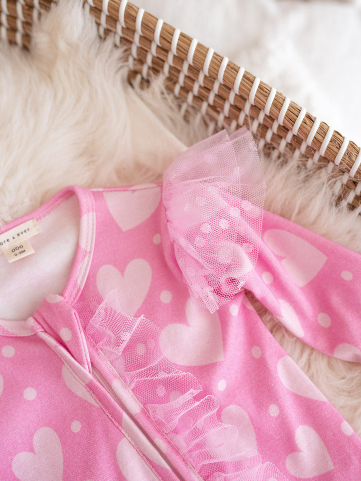 Love You More – Pink Heart Onesie