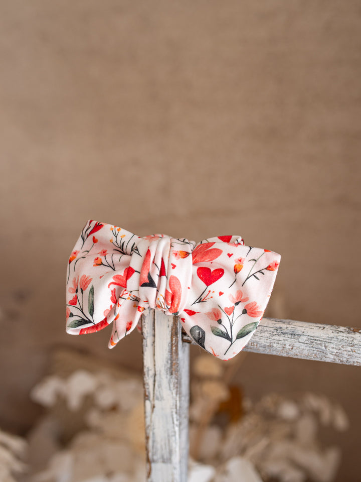 Love You More  - Topknot Headwrap Floral Heart