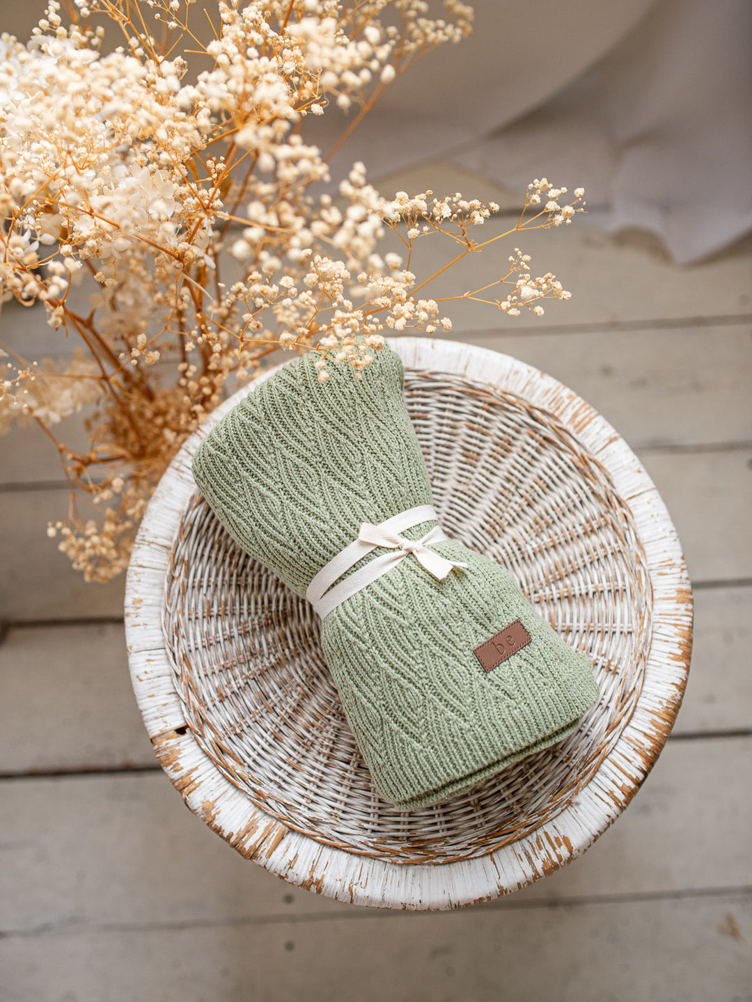 Snuggle Me - Knitted Baby Blanket - Sage