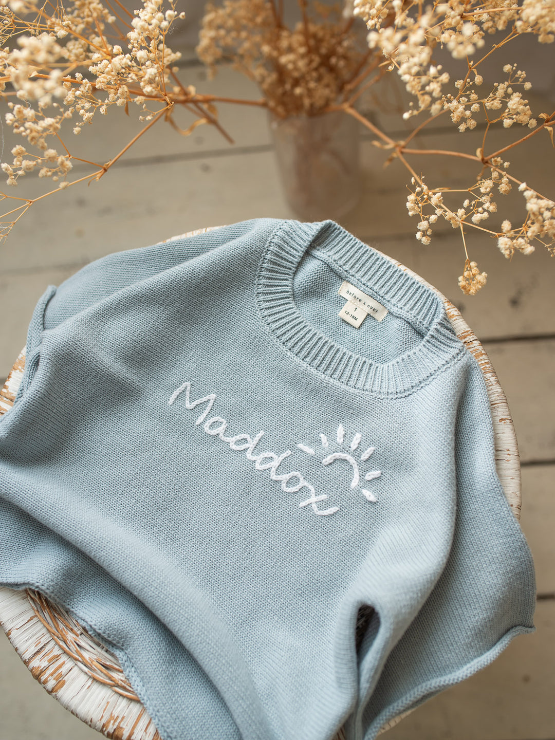Written in Thread Knitted Tee - Dusty Blue