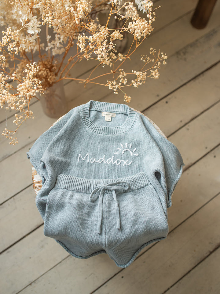 Pure - Knitted Shorts Dusty Blue