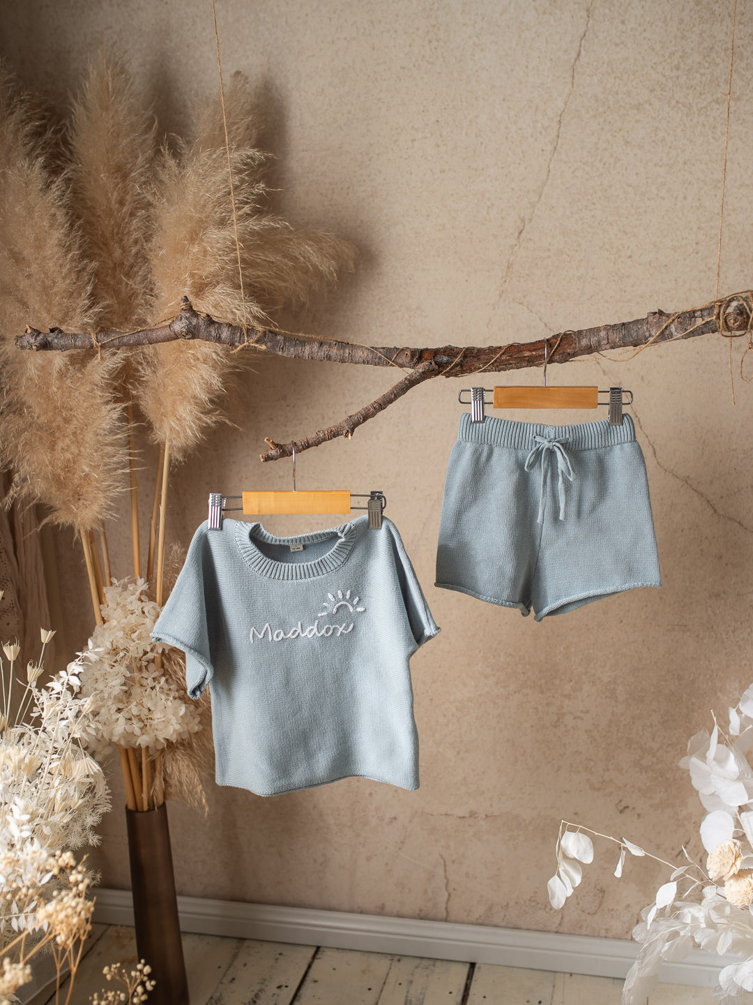 Pure - Knitted Shorts Dusty Blue