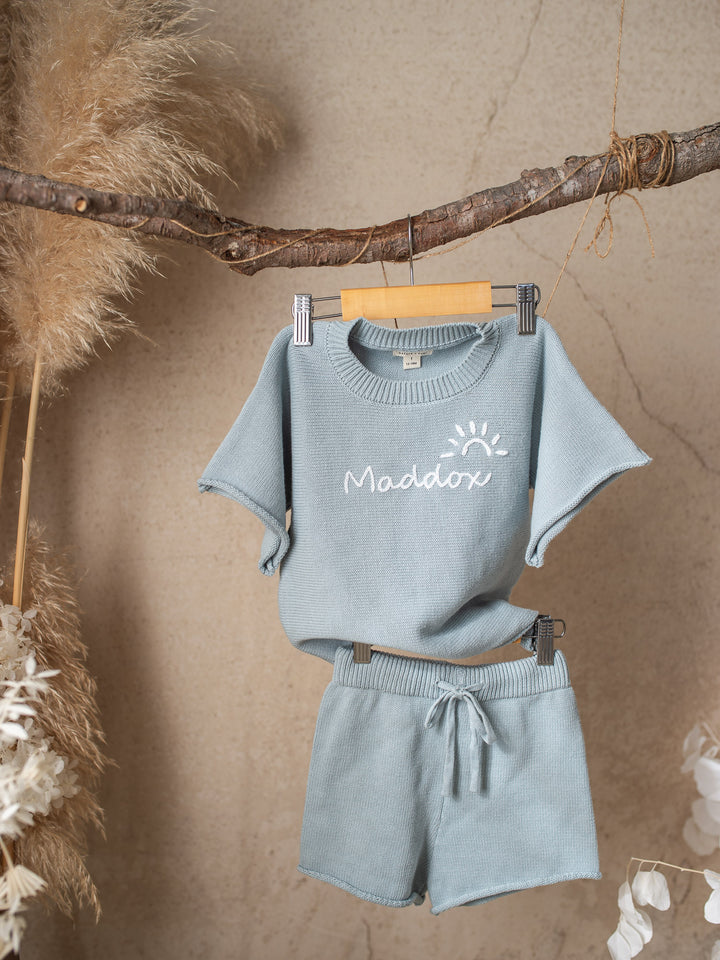 Pure - Knitted Shorts Dusty Blue