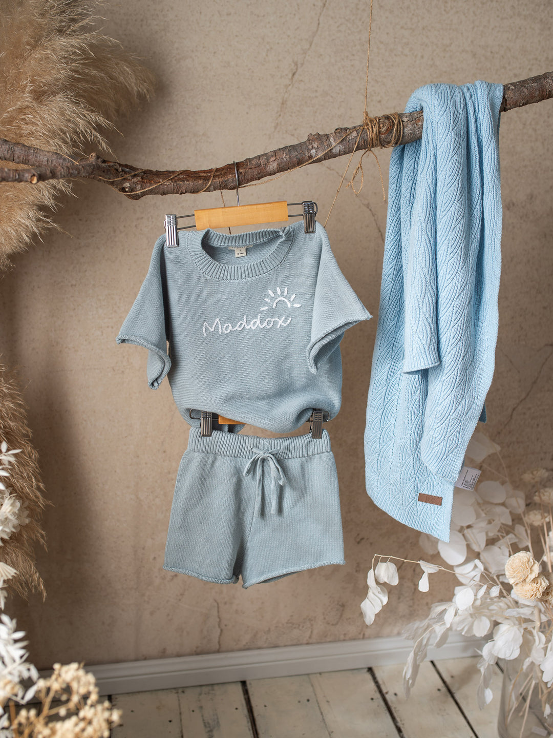 Pure - Knitted Shorts Dusty Blue