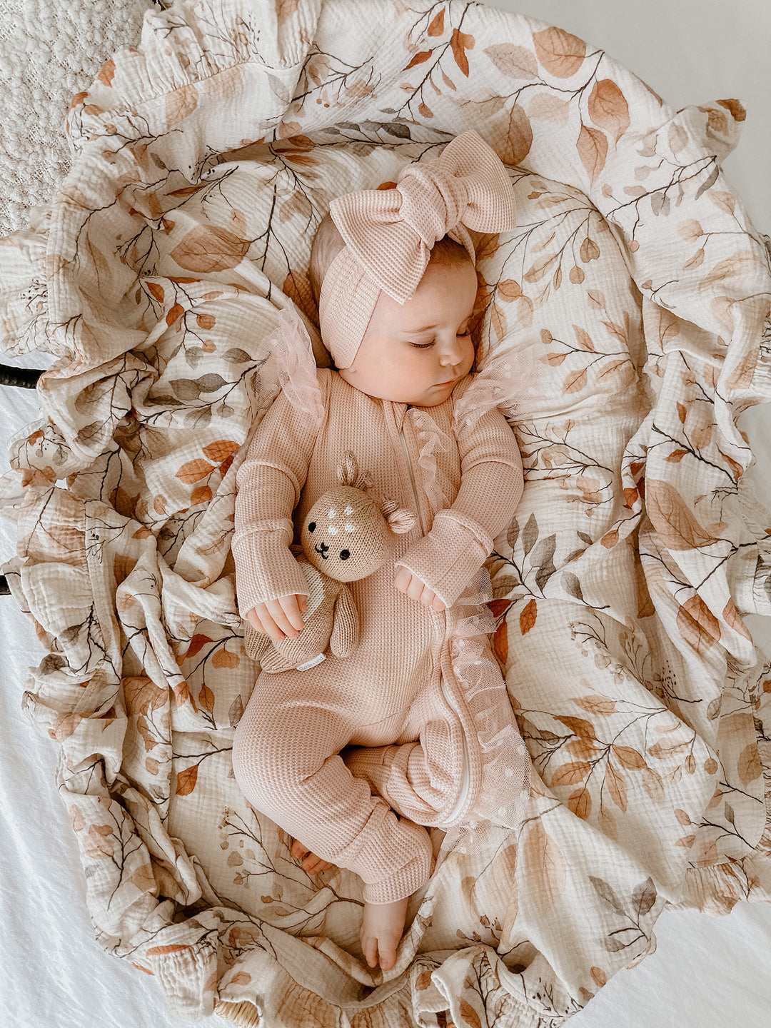 Lullaby Floral Lux Muslin Gauze Blanket Leaves - Main Image