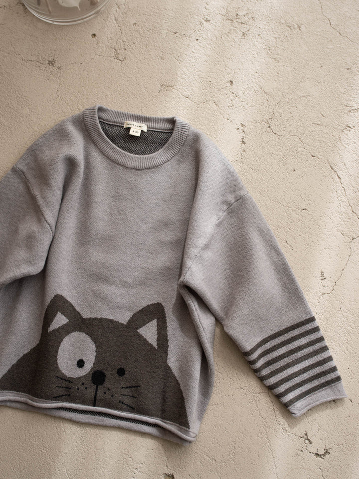 Theo Cat Sweater - Grey
