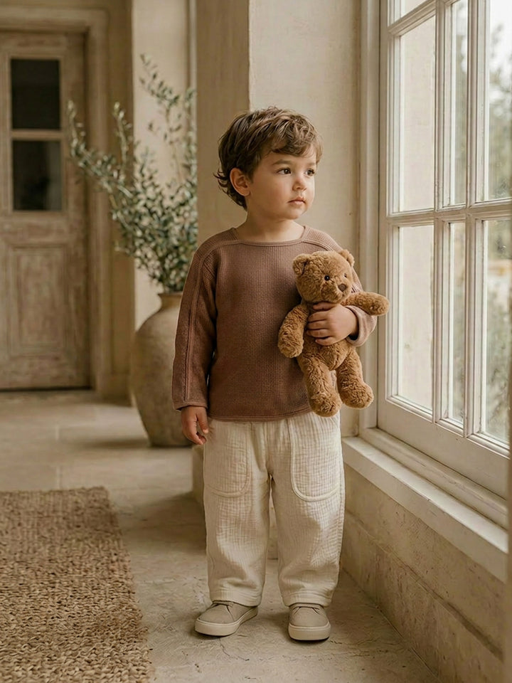 Jude Waffle Long Sleeve Top - Chocolate