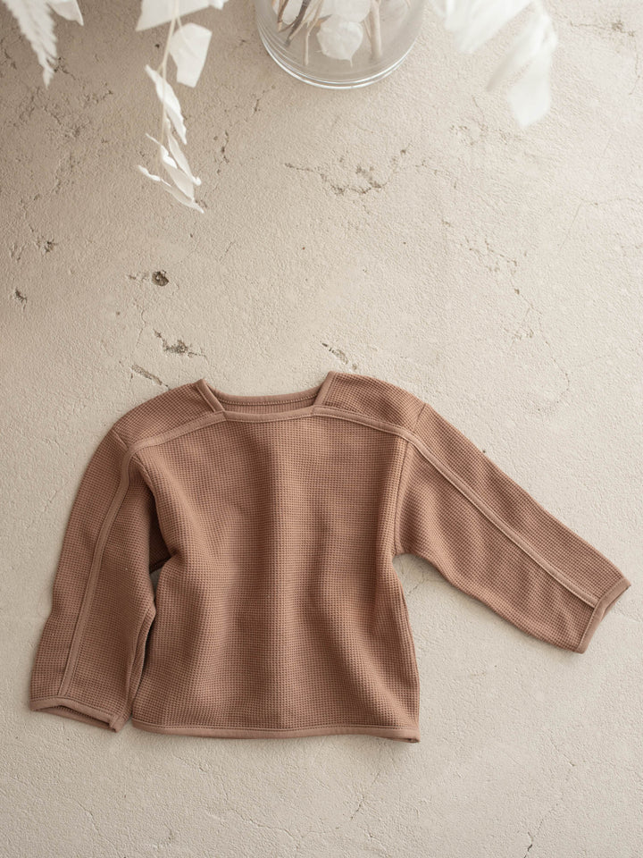 Jude Waffle Long Sleeve Top - Chocolate