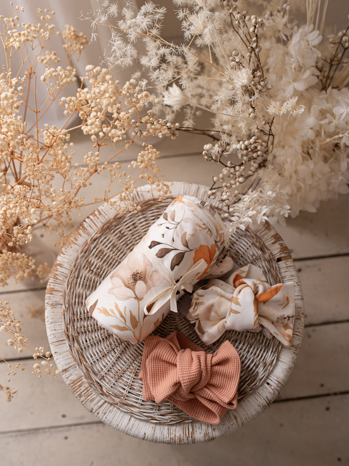 Flower Story - Topknot Headwrap Beige Floral