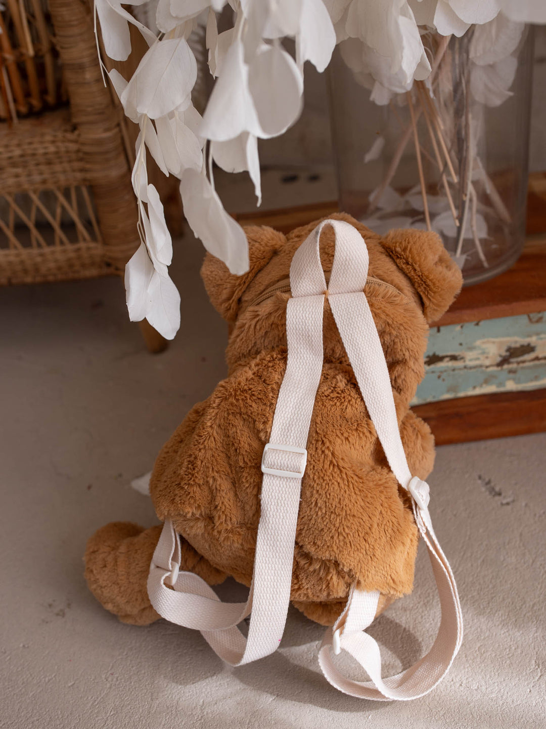 Beau the Bear personalised Little BFF Sidekick Backpack, back view showing the shoulder straps