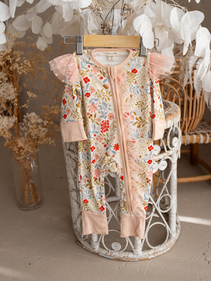 Before & Ever Kids Dainty Miss Onesie - Wildflower Garden baby girl bamboo onesie 1