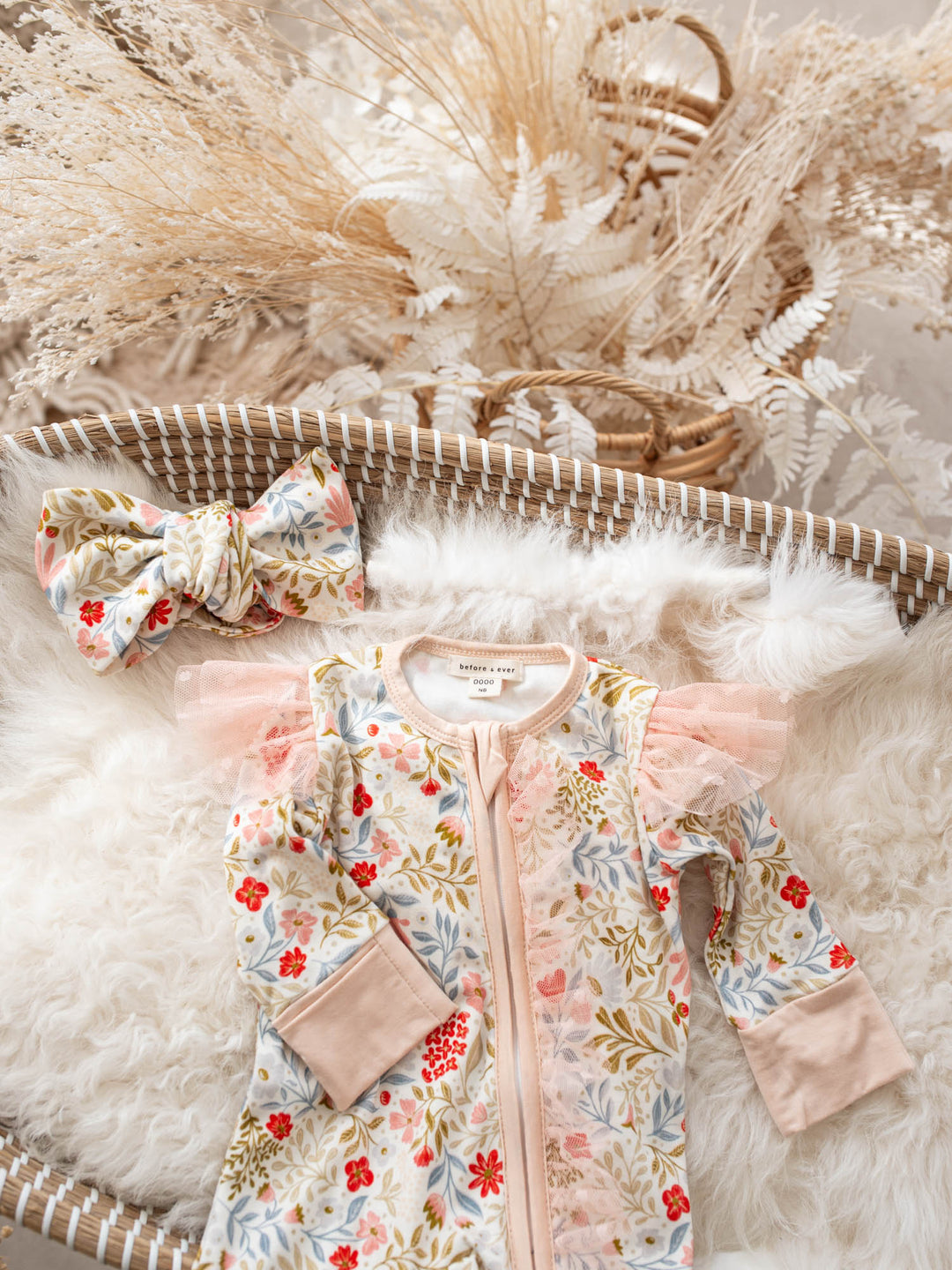 Before & Ever Kids Dainty Miss Onesie - Wildflower Garden baby girl bamboo onesie 7