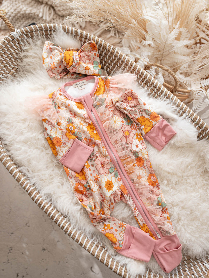 Before & Ever Kids Dainty Miss Topknot - Buttercup Bloom baby topknot headwrap 1