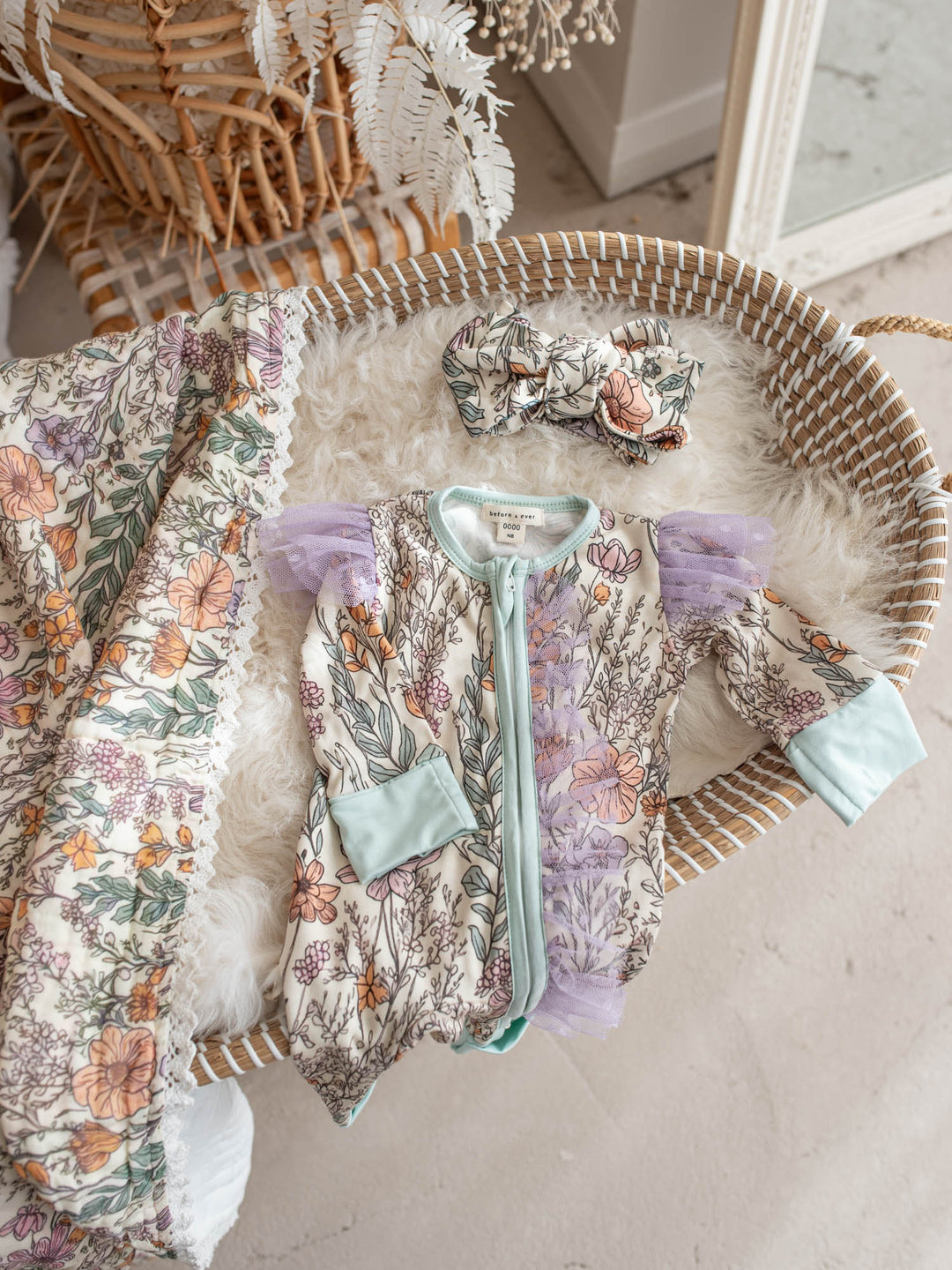 Before & Ever Kids Dainty Miss Topknot - Lavender Meadow baby topknot headwrap 4