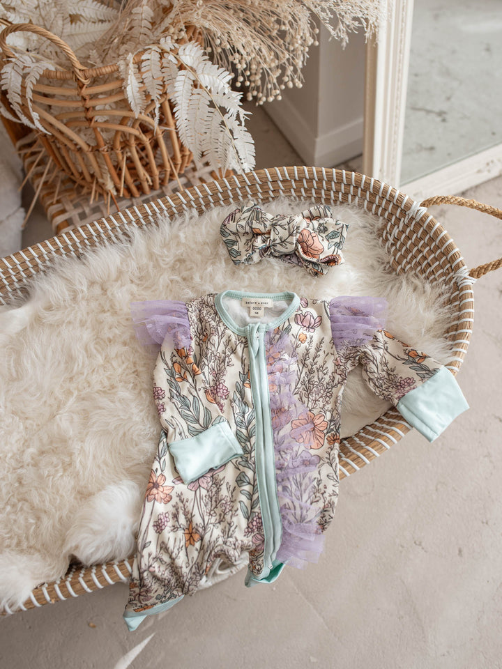 Before & Ever Kids Dainty Miss Topknot - Lavender Meadow baby topknot headwrap 5