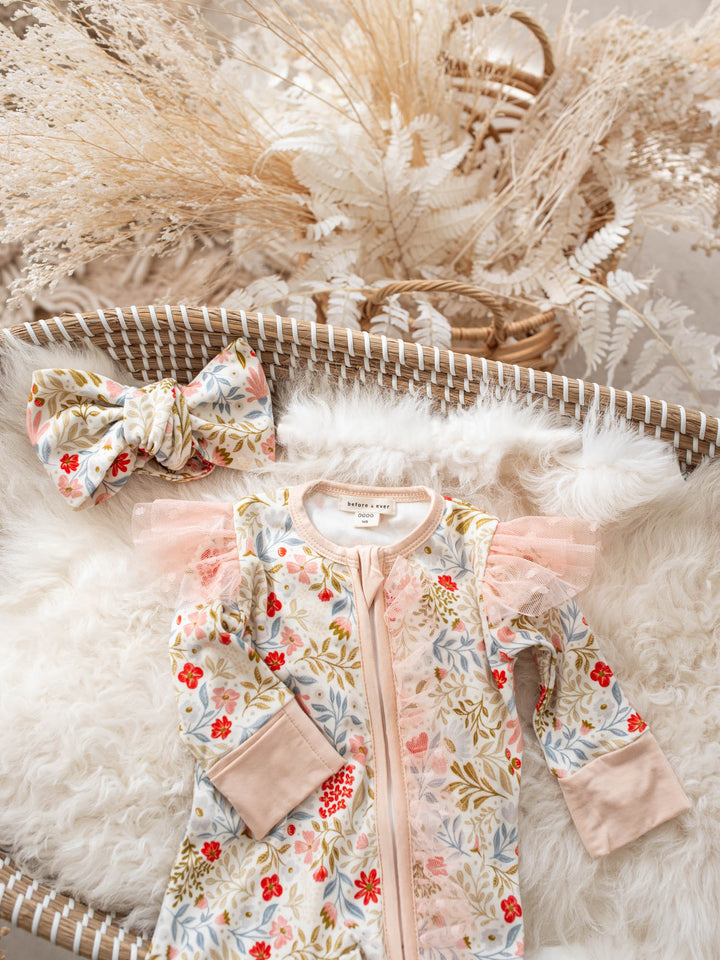 Before & Ever Kids Dainty Miss Topknot - Wildflower Garden baby topknot headwrap 2